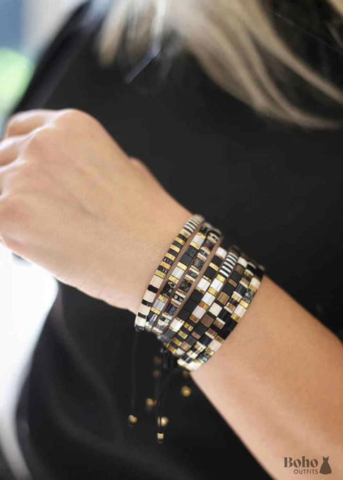 Pulsera Boho, Pulsera Tila Bead, Colorida